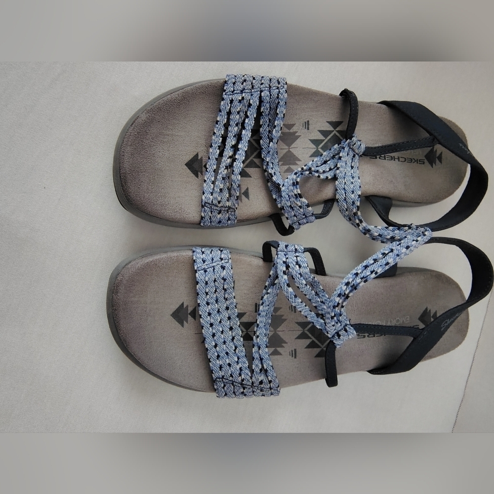 Skechers Reggae Slim - Stretch Appeal Blue Sandals Size 9